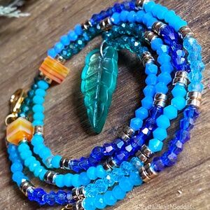 Ocean Sky Crystal Necklace with Austrian Crystals & SeaGlass